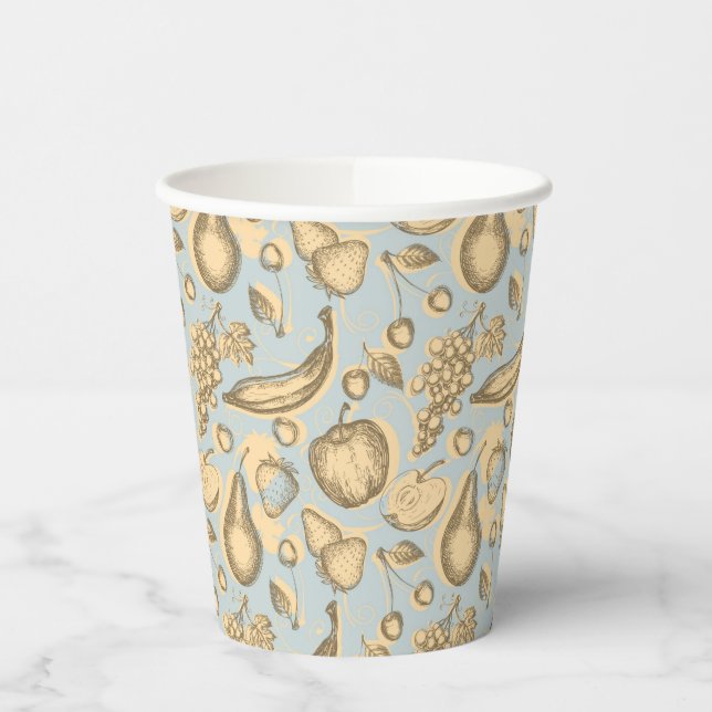 Vintage fruits pattern paper cups (Left)