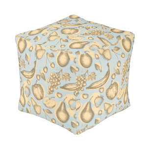 Vintage fruits pattern pouf