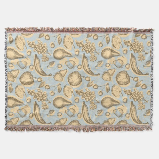 Vintage fruits pattern throw blanket (Front)