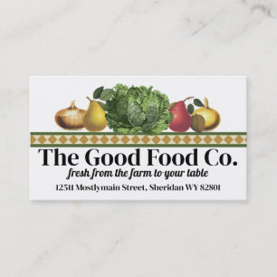 Vintage fruits vegetables food chef catering cards