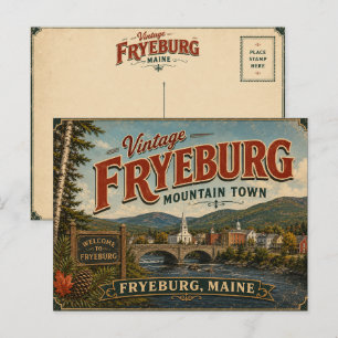 Vintage Fryeburg Maine Mountain Town Postcard