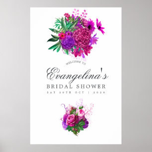 Vintage Fuchsia and Purple Bridal Shower Welcome Poster
