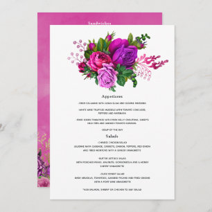Vintage Fuchsia and Purple Floral Wedding Menu