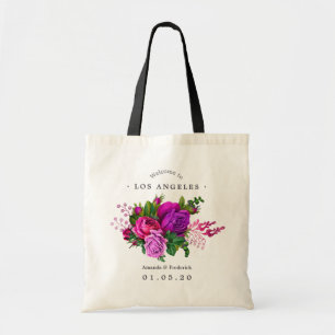 Vintage Fuchsia and Purple Shabby Wedding Welcome Tote Bag