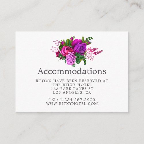 Vintage Fuchsia and Purple Wedding Accommodations Enclosure Card