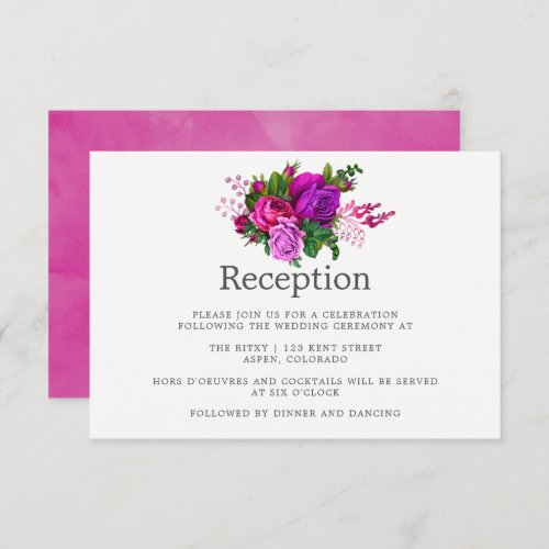 Vintage Fuchsia  Purple Shabby Wedding Reception Invitation