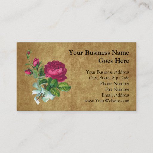 Customizable Vintage Fuchsia Rose Business Cards