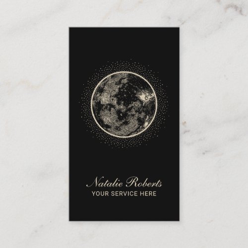 Vintage Full Moon Logo Elegant Salon  Spa Business Card