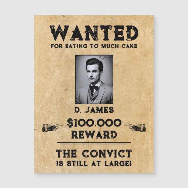 Vintage Fun Convict Reward Wanted Magnetic Card (Front)