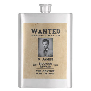 Vintage Fun Convict Reward Western Wanted Flask