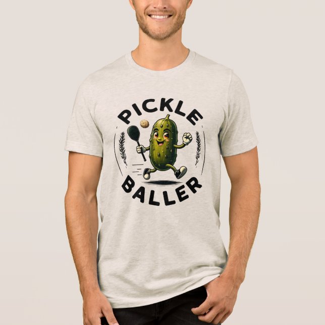 Vintage Fun Pickle baller Design Tri-Blend Shirt (Front)