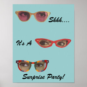 Vintage Fun Retro Discreet Surprise Party Poster