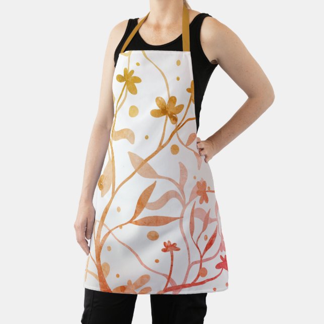Vintage Fun Retro Spring Flowers Inspirivity  Apron (Insitu)