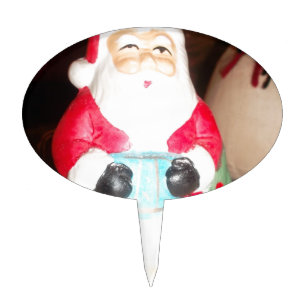 Vintage Fun Santa with Snow Art Print Cake Topper