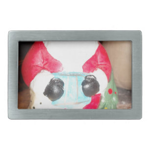 Vintage Fun Santa with Snow Art Print Rectangular Belt Buckle