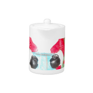 Vintage Fun Santa with Snow Art Print Teapot