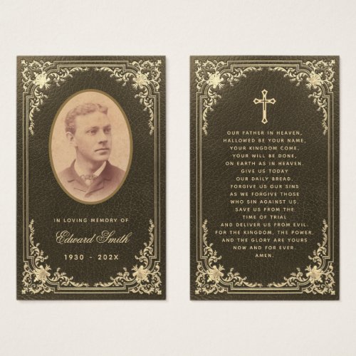 Vintage Funeral Black Gold Memorial Prayer Card