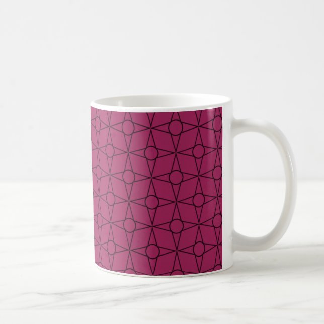 Vintage Funk Geometric Mug, Magenta Coffee Mug (Right)