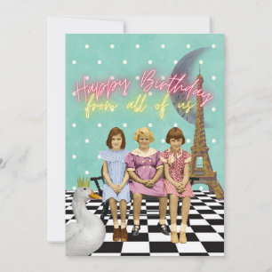 Vintage Funky Group Birthday Greetings Card