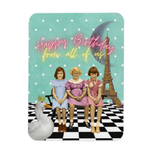 Vintage Funky Group Birthday Greetings Magnet