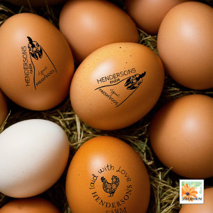 VINTAGE funky simple hen country farm name Rubber Stamp