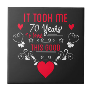 vintage Funny 70 years old saying quote Ceramic Tile