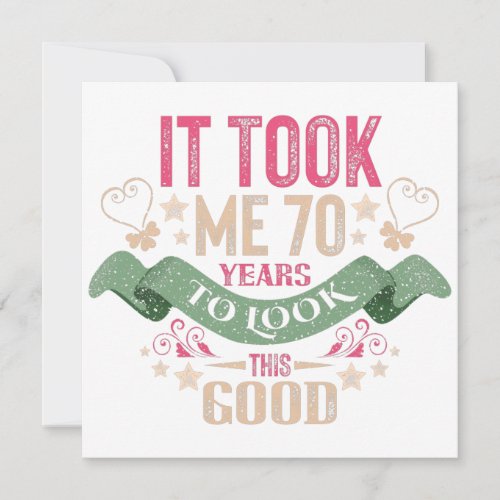 vintage Funny 70 years old saying quote Invitation