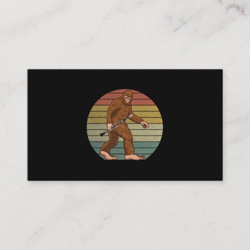 Vintage Funny Bigfoot Sasquatch Playing Clarinet M Business Card