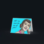 Vintage funny Birthday Card<br><div class="desc">Share birthday wishes with loved ones with this humorous vintage-style greeting card! Bright blue background with a smiling woman's face,  this image was taken from a 1950s advertisement and adapted for today's world.</div>