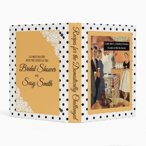 Vintage Funny Bridal Shower Personalize Recipes Mini Binder