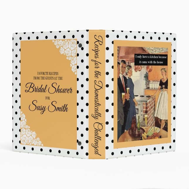 Vintage Funny Bridal Shower Personalize Recipes Mini Binder (Background)