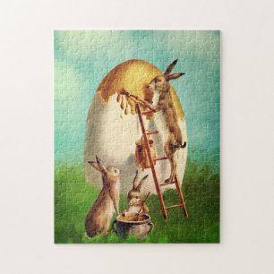 Vintage Funny Bunny And Easter Egg Jigsaw Puzzle