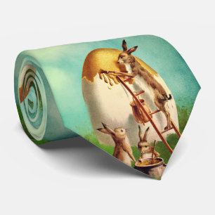 Vintage Funny Bunny And Easter Egg Neck Tie