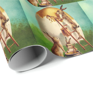 Vintage Funny Bunny And Easter Egg Wrapping Paper