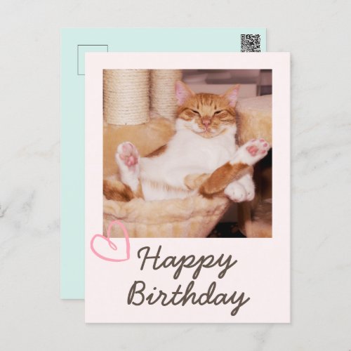 Vintage Funny Cat and Happy Birthday Postcard