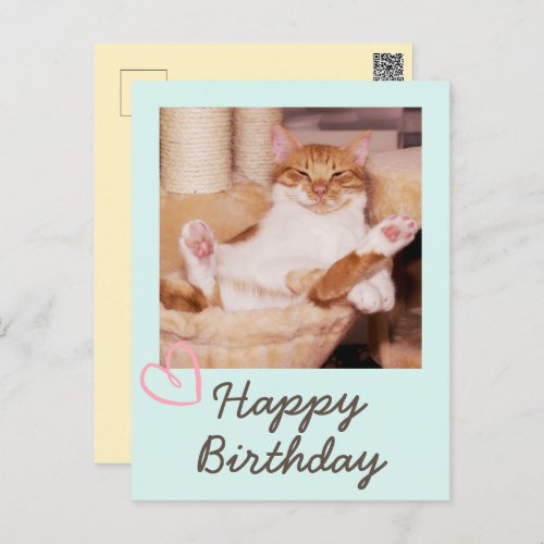 Vintage Funny Cat and Happy Birthday Postcard