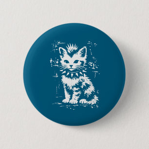 Vintage funny cat punk kitten meme men women kids button