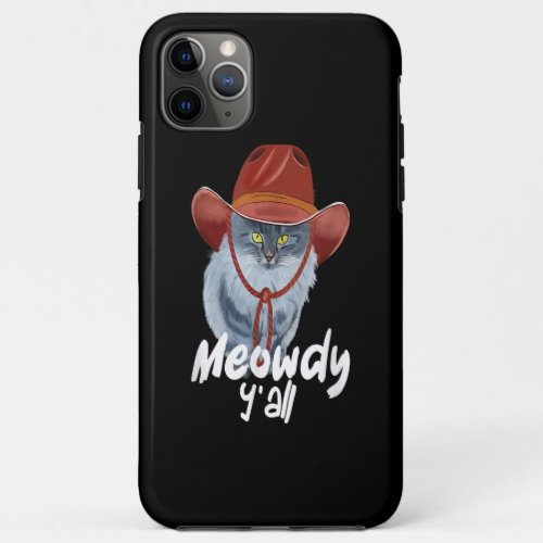 Vintage Funny Catboy Cowboy Western Country Cat iPhone 11 Pro Max Case