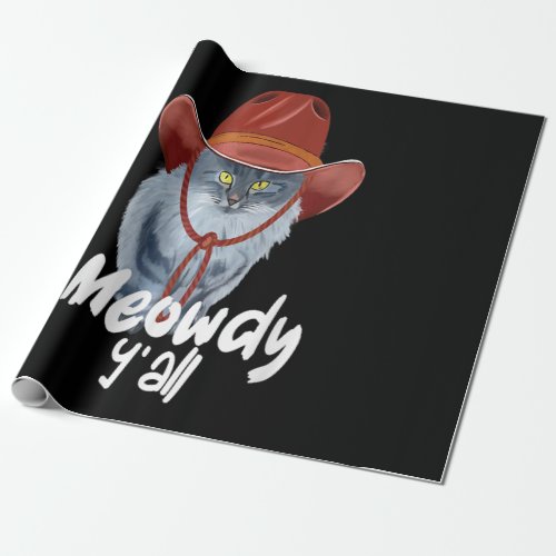 Vintage Funny Catboy Cowboy Western Country Cat Wrapping Paper