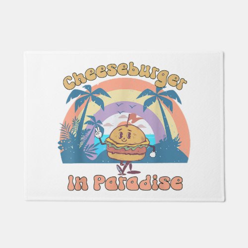 Vintage Funny Cheeseburger In Paradise Summer Vaca Doormat