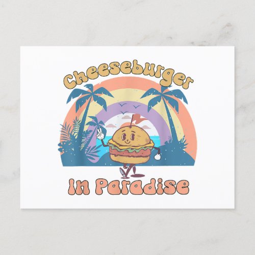 Vintage Funny Cheeseburger In Paradise Summer Vaca Holiday Postcard