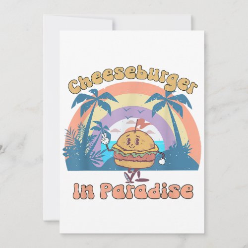 Vintage Funny Cheeseburger In Paradise Summer Vaca Invitation