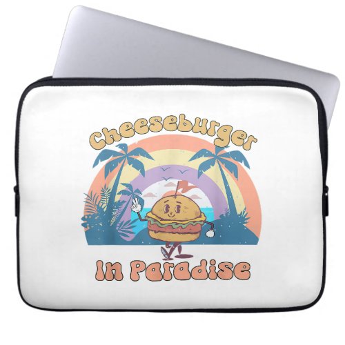 Vintage Funny Cheeseburger In Paradise Summer Vaca Laptop Sleeve