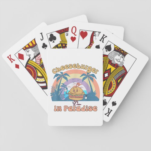 Vintage Funny Cheeseburger In Paradise Summer Vaca Playing Cards