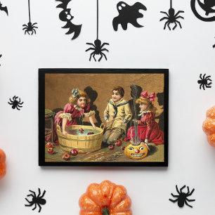 Vintage Funny Children Bobbing for Apples at Party Postcard