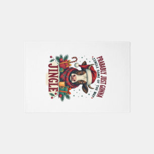 Vintage Funny Christmas Highland Cow Jingle Bell C Rug