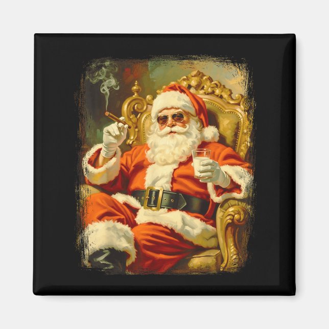Vintage Funny Cool Big Boss Santa  Magnet (Front)