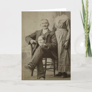 Vintage Funny Creepy Husband and Headless Wife Card