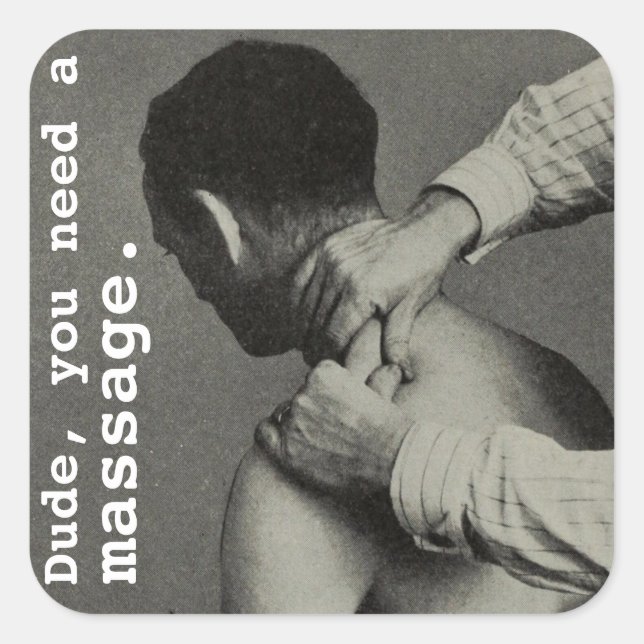 Vintage Funny Customizable Massage Square Sticker (Front)