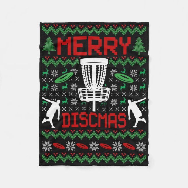 Vintage Funny Disc Golf Ugly Christmas  Fleece Blanket (Front)
